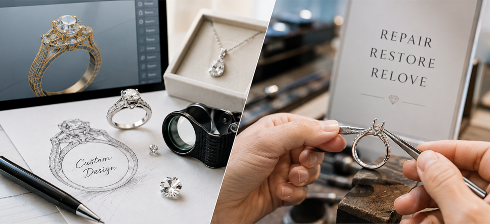 Dedicated jewelry service pages and online appointment scheduling